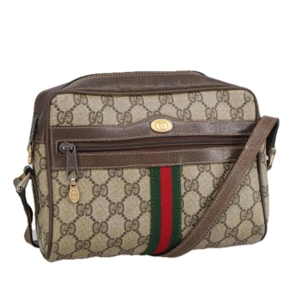 GUCCI GG Supreme Web Sherry Line Shoulder Bag PVC Beige Gold - Picture 1 of 16
